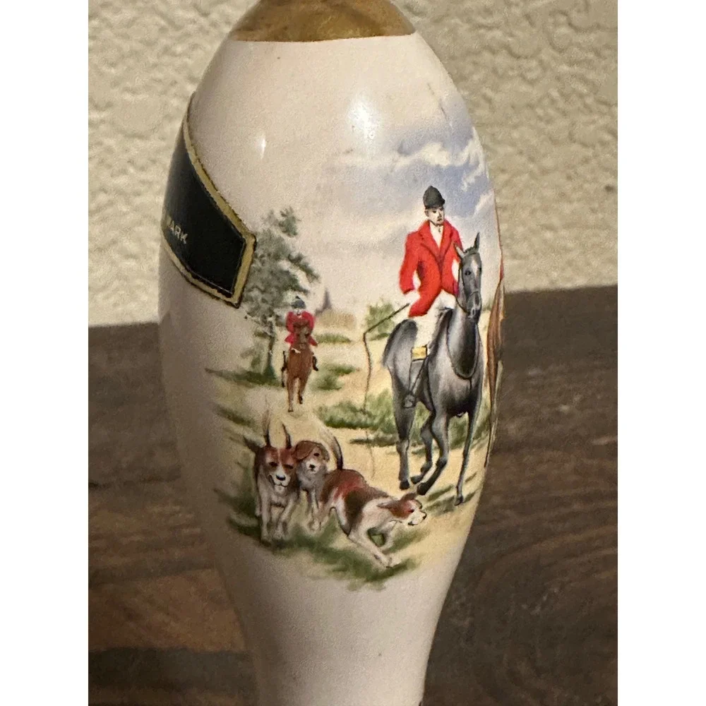 Vtg Mead Ye Olde Pub Handle Ceramic Beer Tap Fox Hunt Equestrian Scene 6in
